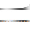 6.5 Inch Stainless Steel Sleeper Panels W/ Extensions, 26 - 3/4 Inch Round Amber/Amber Downglow LEDs For Peterbilt 378, 379, 388