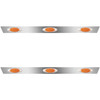 4 Inch Stainless Steel Cab Panels W/ 6 P1 Amber/Amber LEDs For Peterbilt 386 W/ Cab-Mount Exhaust