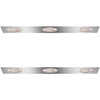 4 Inch Stainless Steel Cab Panels W/ 6 P1 Amber/Clear LEDs For Peterbilt 386 W/ Cab-Mount Exhaust