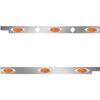 Stainless Steel Cab Panels W/ Dual Block Heater Plug, 6 P1 Amber/Amber LEDs For Peterbilt 567