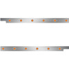 Stainless Steel Cab Panels W/ 6 - 3/4 Inch Round Amber/Amber LEDs For Peterbilt 567