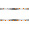 3 Inch Stainless Steel Standard Cab Panels W/ 14 - 3/4 Inch Round Amber/Amber LEDs For Peterbilt 359