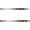 6.5 Inch Stainless Steel Sleeper Panels W/ 18 - 3/4 Inch Round Amber/Clear LEDs For Peterbilt 367, 386, 388, 389