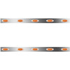 6.5 Inch Stainless Steel Sleeper Panels W/ 10 P1 Amber/Amber LEDs For Peterbilt 367, 386, 388, 389