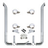 Vendetta 7 X 114 Inch Chrome Exhaust Kit W/ West Coast Turnout Stacks & Long Drop Elbows For Peterbilt
