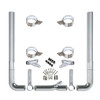 Vendetta 7 X 114 Inch Chrome Exhaust Kit W/ Flat Top Stacks & Long Drop Elbows For Peterbilt