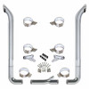 Vendetta 7 X 114 Inch Chrome Exhaust Kit W/ Bull Hauler Stacks & OE Style Elbows & 7-5 Inch Tee