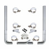Vendetta 7 X 96 Inch Chrome Exhaust Kit W/ Flat Top Stacks, Long Drop Elbows & 7-5 Inch Tee  For Peterbilt 378, 379, 389