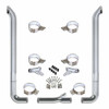 Vendetta 7 X 96 Inch Chrome Exhaust Kit W/ West Coast Turnout Stacks, Long Drop Elbows, 7-5 Inch Tee