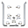 Vendetta 7 X 108 Inch Chrome Exhaust Kit W/ West Coast Turnout Stacks, Long Drop Elbows, 7-5 Inch Tee