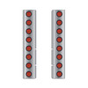 Stainless Steel Rear AC Lights W/ 16 - 2 Inch Flat Red LED  For Peterbilt 378 & 379