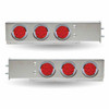 Spring Loaded Rear Light Bars W/ 6 - 4 Inch LED Lights & 2.5 Inch Bolt Spacing - Red LED/ Red Lens
