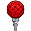 28 LED 3 Inch Round Reflector Turn & Marker Light W/ Single Post - Amber & Red LED/ Amber & Red Lens