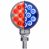 28 LED 3 Inch Round Reflector Turn & Marker Light W/ Single Post - Amber & Red LED W/ Blue Auxilary
