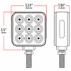 24 LED 3 Inch Square Reflector Stop, Turn, Marker Light W/ Single Post - Amber & Red LED W/ Blue Auxilary