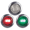 0.75 Inch Round Bulkhead Red Marker To Green Auxiliary Dual Revolution LED Light W/ Chrome Bezel & Clear Lens