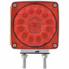 38 LED 4 Inch Square Double Face Turn Signal Light, Driver Side W/ Double Post - Amber & Red LED/ Amber & Red Lens