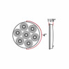 4 Inch Round 8 Diode Red LED Stop, Tail & Turn Light Clear Lens