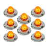 Legendary Glass 1-1/2 Inch Watermelon Amber-Amber LED Light W/ Chrome Flat Bezel - 8 Pack