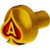 Electric Yellow Thread On Air Valve Knob W/ Ace Of Spades Design And Glossy Red Inlay