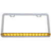 Chrome License Plate Frame W/ 14 Diode Amber LED Amber Lens Light Bar