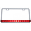 Chrome License Plate Frame W/ 14 Diode Red LED Red Lens Light Bar