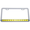 Chrome License Plate Frame W/ 14 LED Light Bar - Amber LED/ Clear Lens