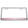 Chrome License Plate Frame W/ 14 Diode Red LED Clear Lens Light Bar