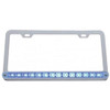 Chrome License Plate Frame W/14 LED 12 Inch Light Bar - Blue LED/ Clear Lens