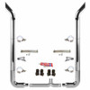 BESTfit 7-5 X 120 Inch Chrome Exhaust Kit W/  Bull Hauler Turn Top Stack  Long 90S & Chrome Tapered Y-Pipe 5 Inch Taper Lock Chrome Tee Peterbilt (1987-2003) 52 Inch Quiet Spools Unibilt