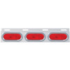 Stainless Steel Top Mud Flap Plate W/ 3 Oval Incandescent Lights, Red Lens & Visors