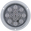 4 Inch Round Deep Dish Stop, Turn & Tail Light - 12 Red LED W/ Clear Bubble Lens & Stainless Steel Housing