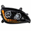 Peterbilt 579, 587 Black LED Headlight Assembly, Passenger Side W/ Amber Sequential Turn Signal