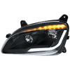 Peterbilt 579, 587 Black LED Headlight With Sequential Turn Signal - Driver Side