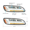 Chrome 6 LED Headlight With Turn Signal Position and Side Markers for Peterbilt 386 & 387 - Passenger Side Chrome 6 LED Headlight With Turn Signal Position and Side Markers for Peterbilt 386 & 387 - Passenger Side