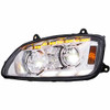Kenworth T660Chrome CREE LED Headlight, Driver Side W/ Sequential Turn Signal & Triple Bar Position Light Bar
