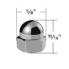 1/2" x 11/16" Chrome Die-Cast Acorn Nut Cover Set (50 pcs)