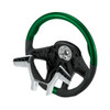 18-Inch YourGrip Glossy Candy Emerald Green Wood and Black Leather Steering Wheel