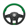 18-Inch YourGrip Glossy Candy Emerald Green Wood and Black Leather Steering Wheel