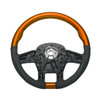 18-Inch YourGrip Glossy Candy Cadmium Orange Wood and Black Leather Steering Wheel