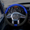 18-Inch YourGrip Glossy Candy Indigo Blue Wood and Black Leather Steering Wheel
