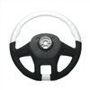 18-Inch YourGrip Glossy Candy Pearl White Wood and Black Leather Steering Wheel