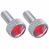 Chrome Small Dash Screws With Red Jewel  For Peterbilt - Pair