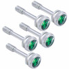 Chrome Dash Screws With Green Jewel - 5 Pack For Peterbilt