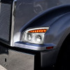 Driver Side High Power LED Chrome Headlight W/ LED Turn Signal & Light Bar For Kenworth T880