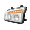 Driver Side High Power LED Chrome Headlight W/ LED Turn Signal & Light Bar For Kenworth T880