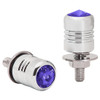 Chrome Aluminum License Plate Fastener Set W/ Blue Jewels