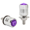 Chrome Aluminum License Plate Fastener Set W/ Purple Jewels Chrome Aluminum License Plate Fastener Set W/ Purple Jewels