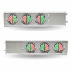 30 Inch Stainless Steel Dual LED Mud Flap Hangers W/ Red & Green LED With Clear Lens- 3/4 Inch Bolt Spacing