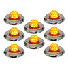 8 Pack Of 1-1/2 Inch Glass Watermelon Amber- Amber 3 Wire, 3-Hole Mount W/ Inset Chrome Bezel LED Lights By Legendary